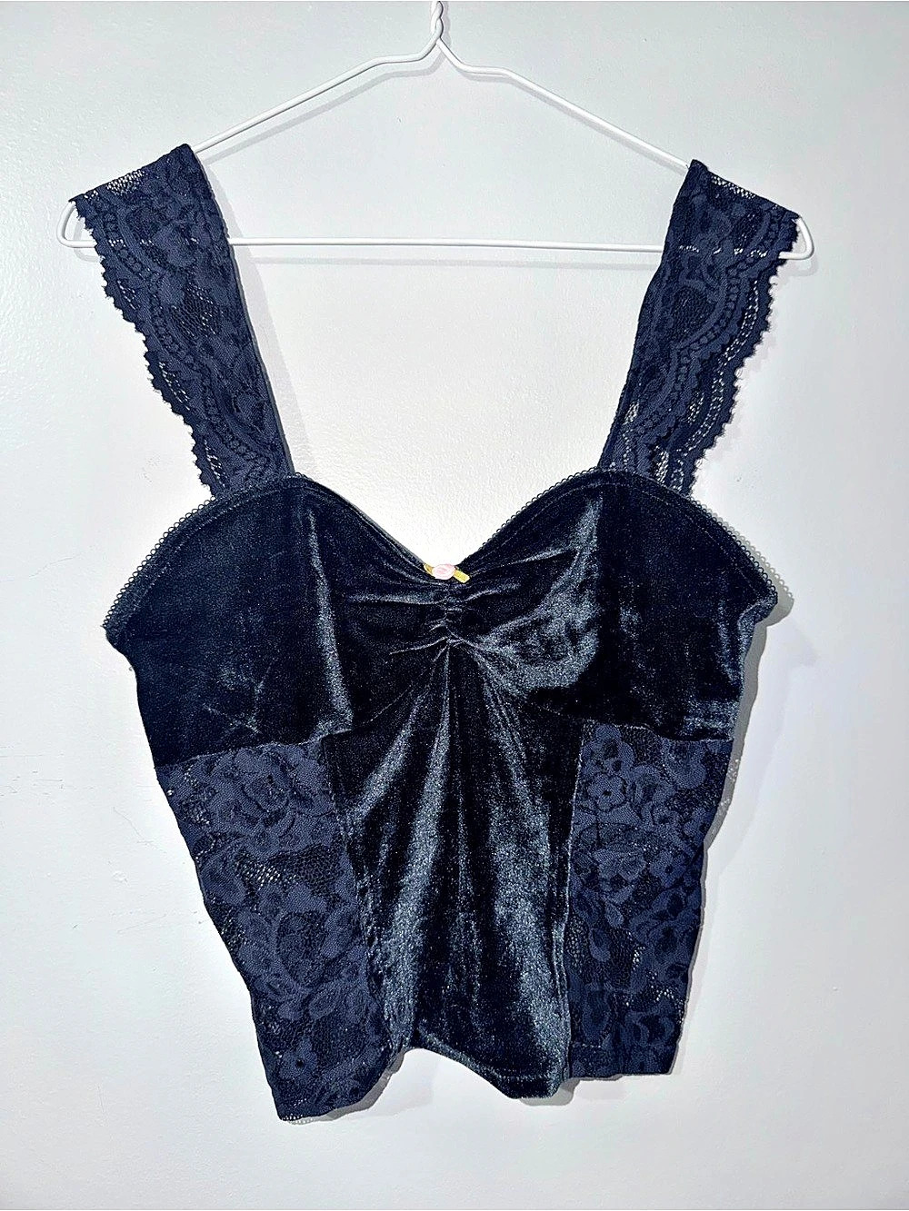 Urban Outfitters Black Lace Velvet Camisole